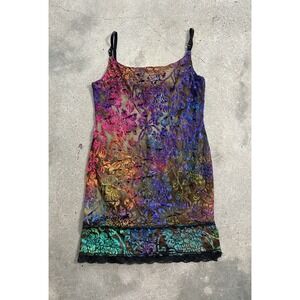 Vintage 90's Tiff Tiff Floral Velvet Burnout Slip Dress Fitted Grunge Sz M